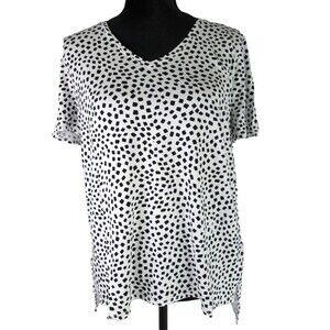 Alfani White Black T-Shirt Women S Geometric Square Dots NWT 32-553